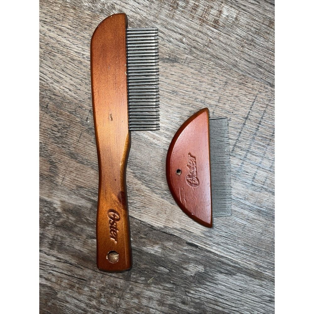 Oster Tug Free Dog Comb W Protect & Flea Mini Wood And Stainless Steel Pet Cat